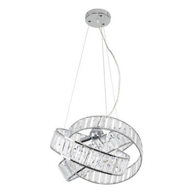 Valuelights Hudson 3 Way Chrome & Clear Acrylic Jewel Intertwined Rings Design Ceiling Light Pendant With Led Bulb - image 1