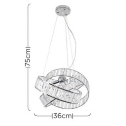Valuelights Hudson 3 Way Chrome & Clear Acrylic Jewel Intertwined Rings Design Ceiling Light Pendant With Led Bulb - thumbnail 9