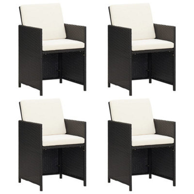 Vidaxl Garden Dining Chairs With Cushions 4 Pcs Black Poly Rattan - image 1