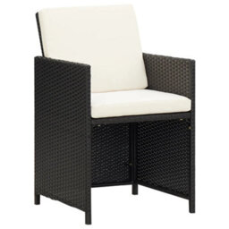 Vidaxl Garden Dining Chairs With Cushions 4 Pcs Black Poly Rattan - thumbnail 2