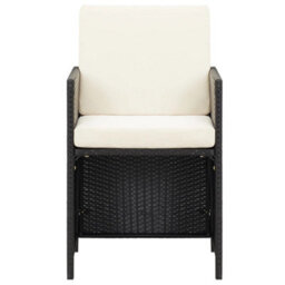 Vidaxl Garden Dining Chairs With Cushions 4 Pcs Black Poly Rattan - thumbnail 3