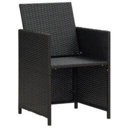 Vidaxl Garden Dining Chairs With Cushions 4 Pcs Black Poly Rattan - thumbnail 6