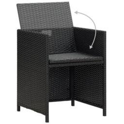 Vidaxl Garden Dining Chairs With Cushions 4 Pcs Black Poly Rattan - thumbnail 7