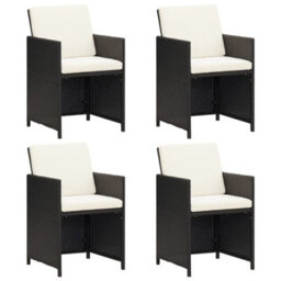 Vidaxl Garden Dining Chairs With Cushions 4 Pcs Black Poly Rattan - thumbnail 1