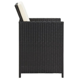 Vidaxl Garden Dining Chairs With Cushions 4 Pcs Black Poly Rattan - thumbnail 4