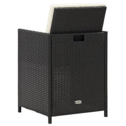 Vidaxl Garden Dining Chairs With Cushions 4 Pcs Black Poly Rattan - thumbnail 5