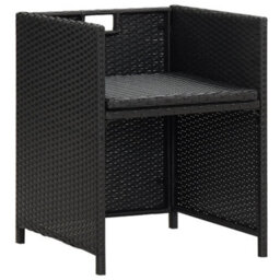 Vidaxl Garden Dining Chairs With Cushions 4 Pcs Black Poly Rattan - thumbnail 8