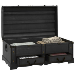 Vidaxl Wooden Treasure Chest Large Black - thumbnail 4