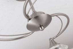 Harper Living 3 Light Semi-Flush Ceiling Light, Satin Nickel Finish, Clear Glass Shades, G9 Bulb Cap - thumbnail 5