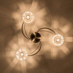 Harper Living 3 Light Semi-Flush Ceiling Light, Satin Nickel Finish, Clear Glass Shades, G9 Bulb Cap - thumbnail 3