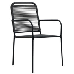 Berkfield Garden Chairs 4 Pcs Cotton Rope And Steel Black - thumbnail 2