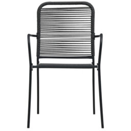 Berkfield Garden Chairs 4 Pcs Cotton Rope And Steel Black - thumbnail 3
