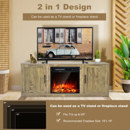 "Costway Wooden Tv Stand Entertainment Console Center W/ Storage Cabinets For 65"" Tv" - thumbnail 5