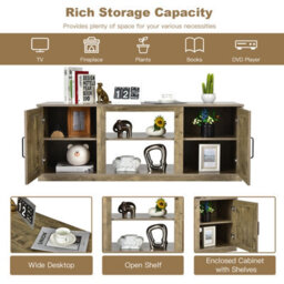 "Costway Wooden Tv Stand Entertainment Console Center W/ Storage Cabinets For 65"" Tv" - thumbnail 7