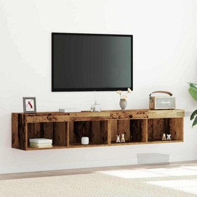 Berkfield Tv Wall Cabinets With Led Lights 2 Pcs Old Wood 80X30X30 Cm - image 1
