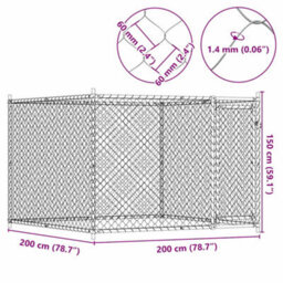 Walplus Grey Dog Cage With Door 2X2X1.5 M Galvanised Steel Dog Kennel Outdoor Pen - thumbnail 8