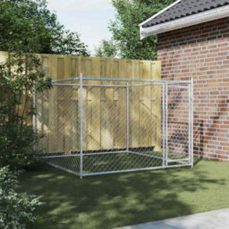Walplus Grey Dog Cage With Door 2X2X1.5 M Galvanised Steel Dog Kennel Outdoor Pen - thumbnail 3