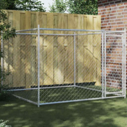 Walplus Grey Dog Cage With Door 2X2X1.5 M Galvanised Steel Dog Kennel Outdoor Pen