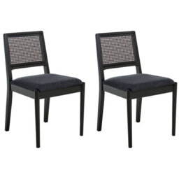 Beliani Set Of 2 Dining Chairs Tamarac Wood Black