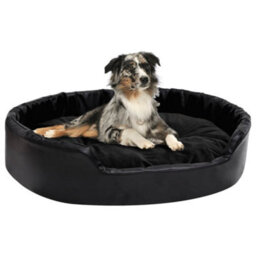 Berkfield Dog Bed Black 90X79X20 Cm Plush And Faux Leather