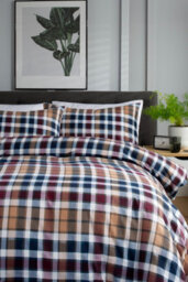 The Lyndon Company Tlc Newbury Check Printed Brushed 100% Cotton Bedlinen Duvet Set - thumbnail 2