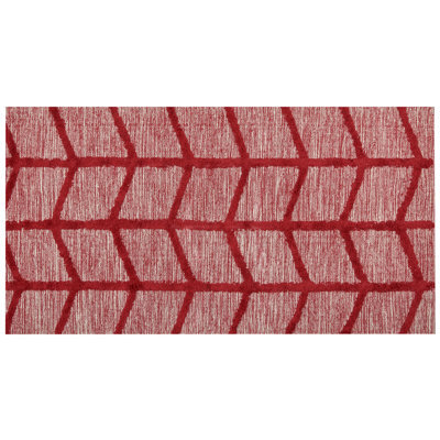 Wyld And Coco Red Cotton Area Rug 80 X 150 Cm - Hand-Tufted Low-Pile Geometric Boho Rug - image 1