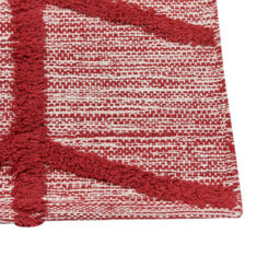 Wyld And Coco Red Cotton Area Rug 80 X 150 Cm - Hand-Tufted Low-Pile Geometric Boho Rug - thumbnail 7
