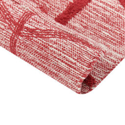 Wyld And Coco Red Cotton Area Rug 80 X 150 Cm - Hand-Tufted Low-Pile Geometric Boho Rug - thumbnail 6