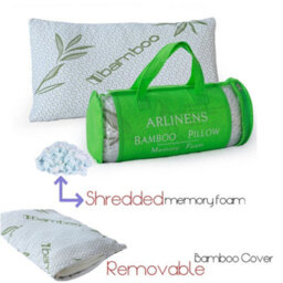 ARLinens Bamboo Pillow Shredded Memory Foam Anti-Bacterial Orthopedic Head Neck Support Pillow