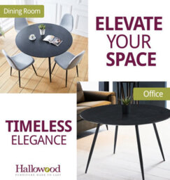 Hallowood Furniture Cullompton Large Round Dining Table (1.2M) With Black Wooden Effect Top And Black Metal Legs - thumbnail 6