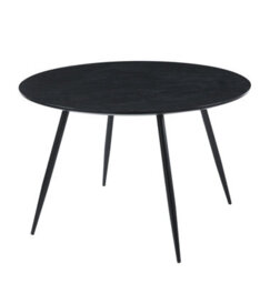 Hallowood Furniture Cullompton Large Round Dining Table (1.2M) With Black Wooden Effect Top And Black Metal Legs - thumbnail 8