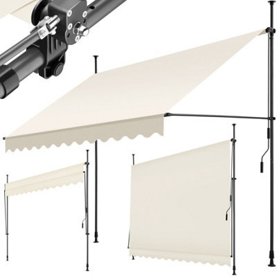 Tectake Awning With Hand Crank - Pressure Fitted , Height Adjustable 300 X 180 Cm - Beige - image 1