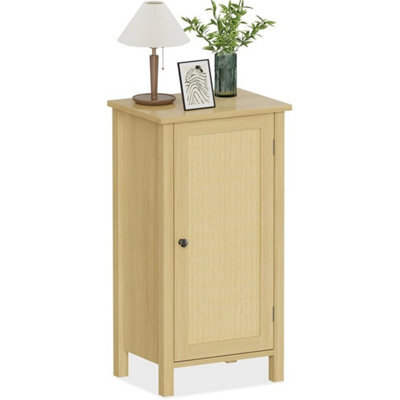 3 Dot Nightstand Rattan Door Natural Accent End Table With Storage Bedside Table - image 1