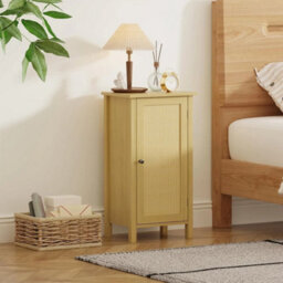 3 Dot Nightstand Rattan Door Natural Accent End Table With Storage Bedside Table - thumbnail 3
