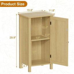 3 Dot Nightstand Rattan Door Natural Accent End Table With Storage Bedside Table - thumbnail 2