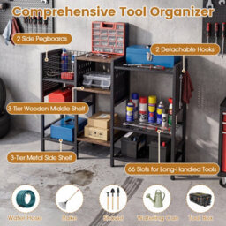 Gainoom 3-Tier Garden Tool Organizer Tool Storage Holds Up To 66 Long Handled Shovels Yard Freestanding Storage Rack - thumbnail 6