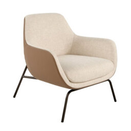 Angel Cerda Stylish Cream Fabric And Brown Leatherette Armchair For Modern Interiors - thumbnail 1
