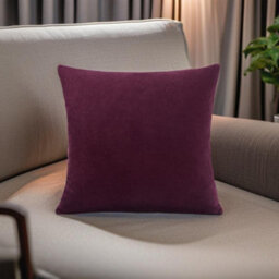 Luxury Living Plain Velvet Chenille Cushion Aubergine - thumbnail 2