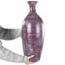 Wyld And Coco Hand-Painted Terracotta Vase Gold And Green, Faux Aged Distressed Finish, 24Cm X 57Cm - thumbnail 3