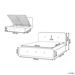 Beliani Ottoman Bed Fabric Rennes 140 X 200 Cm (Eu Double) Dark Grey - thumbnail 3
