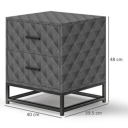 Homcom Bedside Table Set Of 2, Nightstand With 2 Drawers, Steel Legs, Grey - thumbnail 3