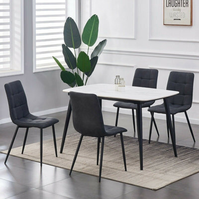 Mcc Direct Henri Faux Suede Leather Dining Chairs Set Of 4 Black - image 1