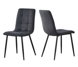 Mcc Direct Henri Faux Suede Leather Dining Chairs Set Of 4 Black - thumbnail 2