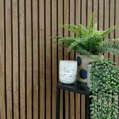 Panacea Belgravia Walnut 3D Wood Slat Wallpaper - image 1
