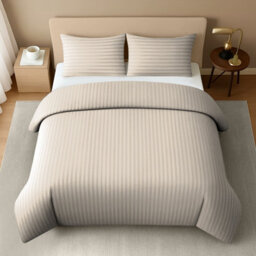Lazzaro Elegant Satin Stripe Super King Duvet Cover Set Soft Microfiber Hotel Style Hypoallergenic Bedding Sets - thumbnail 2