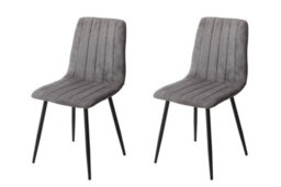 Core Products Pair Of Aspen Grey Straight Stitch Dining Chairs - Black Tapered Legs - thumbnail 1