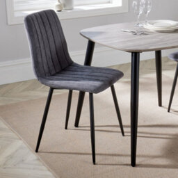 Core Products Pair Of Aspen Grey Straight Stitch Dining Chairs - Black Tapered Legs - thumbnail 8