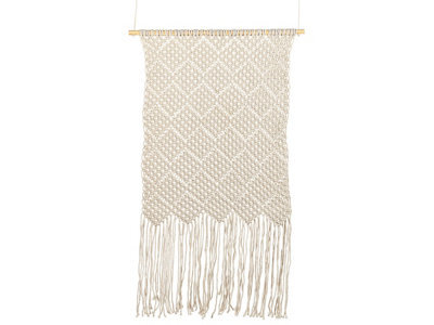 Beliani Handmade Beige Macramé Wall Hanging - Cotton Boho Wall Art For Living Room And Bedroom, 56 X 126 Cm - image 1