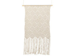 Beliani Handmade Beige Macramé Wall Hanging - Cotton Boho Wall Art For Living Room And Bedroom, 56 X 126 Cm - thumbnail 1