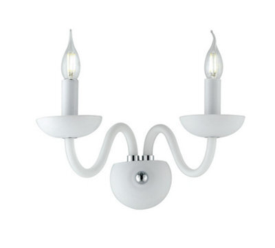 Luminosa Lighting Luminosa Alfiere Twin 2 Light Candle Wall Light White 37X26X23Cm